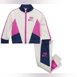 Nike Heritage Girls Pink and Blue Tracksuit
